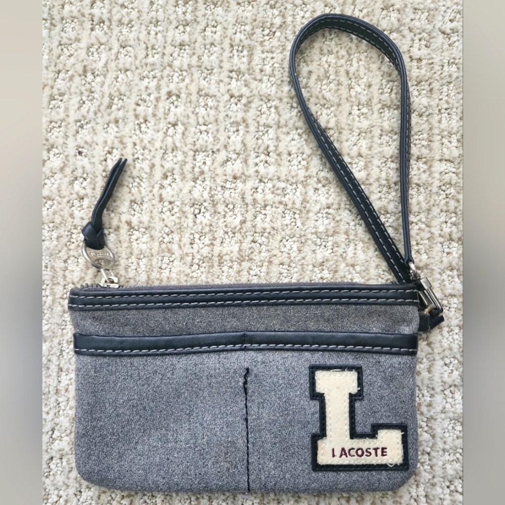 Lacoste Gray Wristlet with Logo Patch